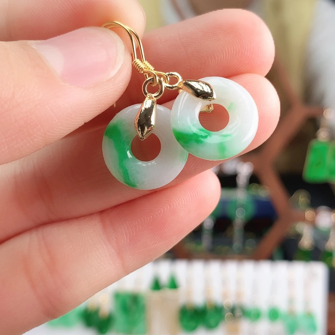 翡翠耳饰银S925镶嵌耳饰