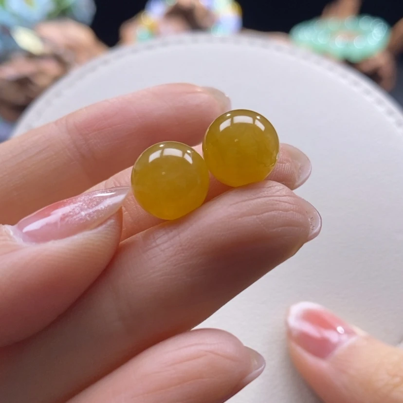 【闪购商品】翡翠颈饰未镶嵌翡翠冰蜜糖黄圆珠