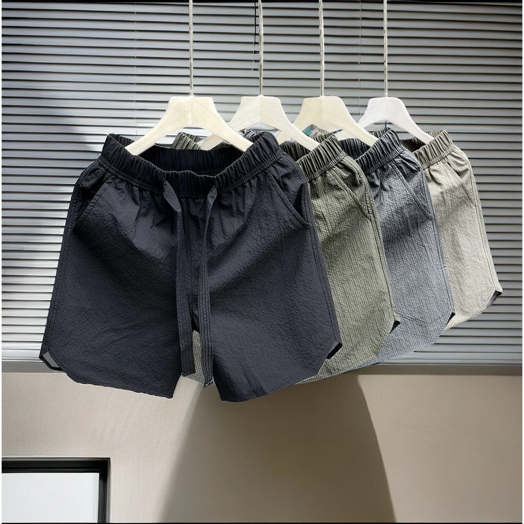 黑色百搭泡泡纱短裤男款夏季薄款美式hiphop跑步透气速干工装裤男