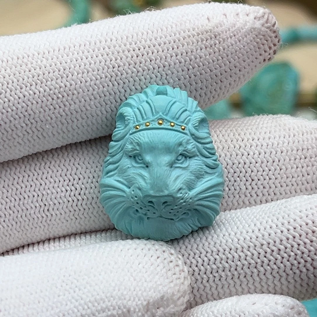 未镶嵌绿松石珠宝奇石狮子