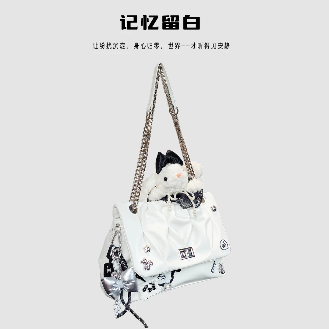 记忆留白  原创小众休闲时尚新款褶皱感单肩包托特包温柔包包老师