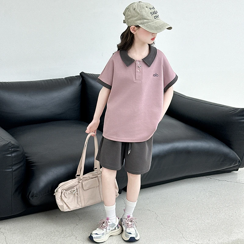 女童夏季韩版休闲短袖T恤短裤运动套装中大童小女孩洋气儿童夏装t
