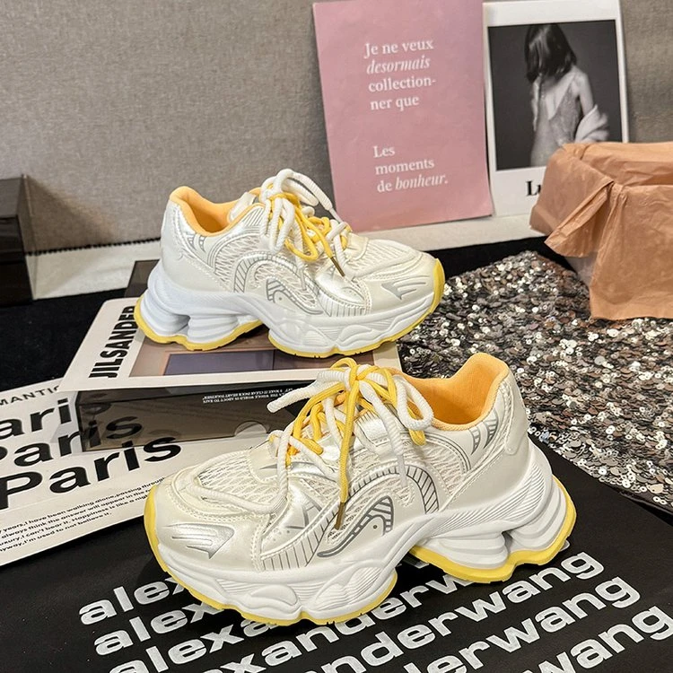 舒适百搭潮流厚底网面系带老爹鞋女款时尚百搭休闲鞋