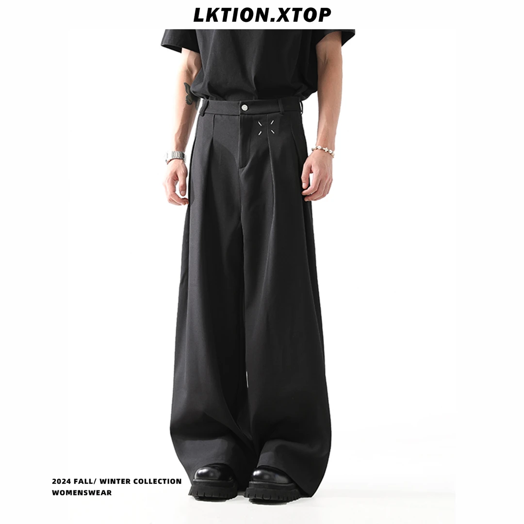 LK正品 cleanfit垂感黑色西裤情侣中性阔腿宽松休闲西装长裤