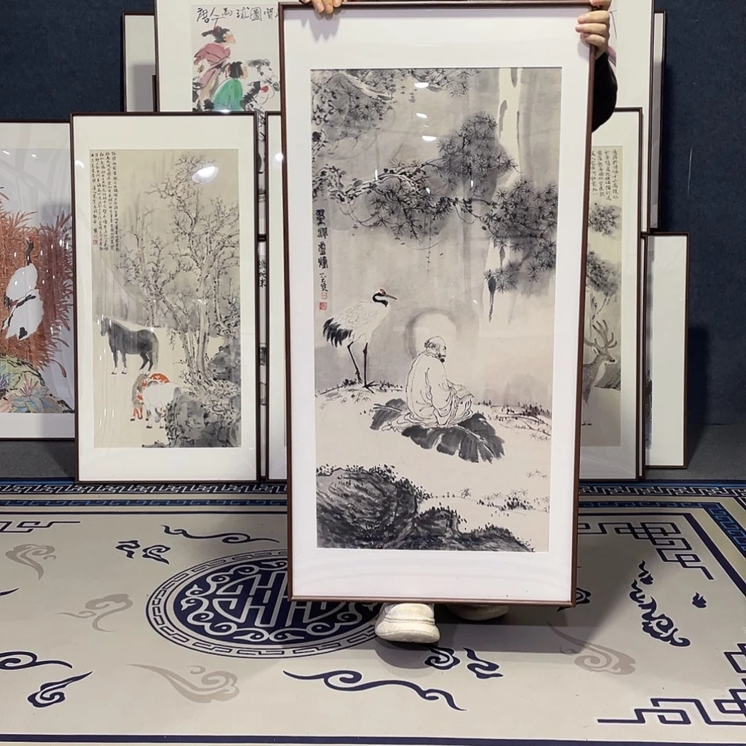 国画手绘画作品带框60/120