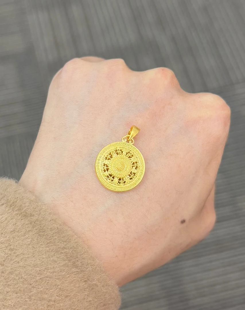 足金999 古法中版八宝罗盘吊坠