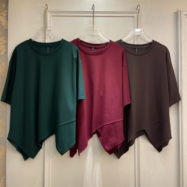 夏季暗黑系别致休闲不规则短袖女t恤宽松小众设计感显瘦洋气上衣