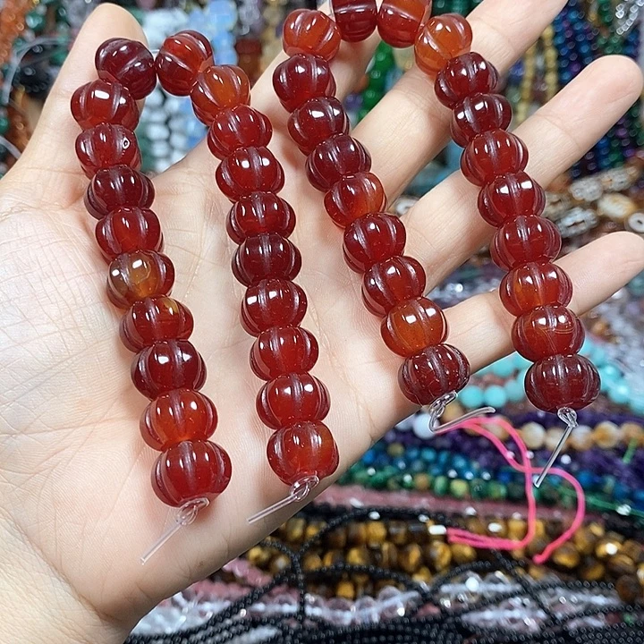 玛瑙/玉髓未镶嵌珠宝半成品玛瑙南瓜珠卡14mm短款