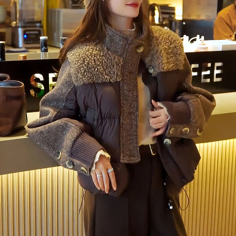 2026新款气质款式显瘦保暖外套高级感气质简约拼接棉服