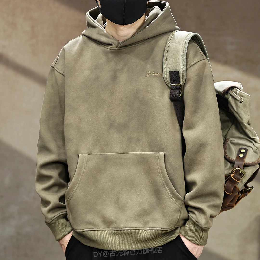 美式高端扎染420g重磅连帽卫衣男秋季新款宽松复古休闲长袖外套潮