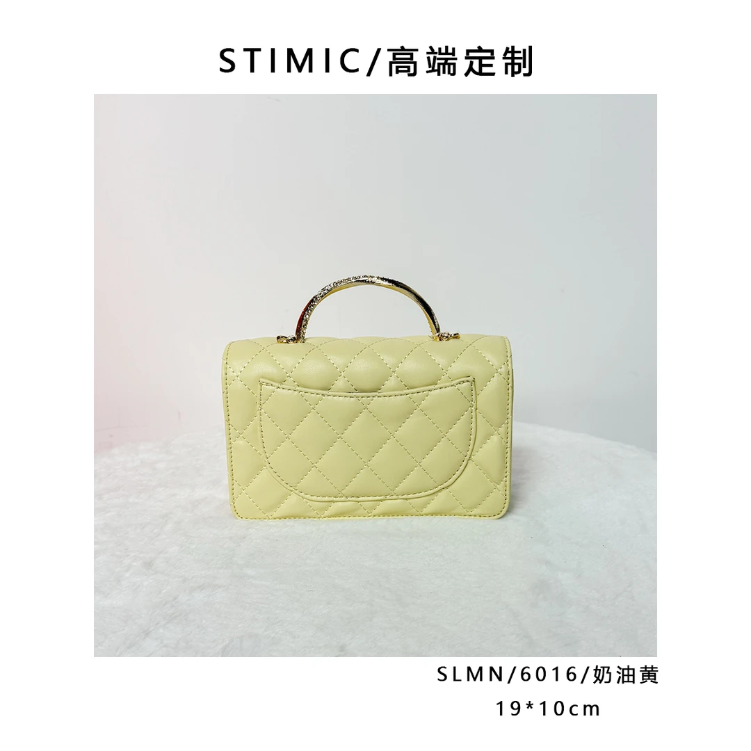 SLMN/6016/奶油黄paiyuge高端订制轻奢女士手提单肩斜挎包6016