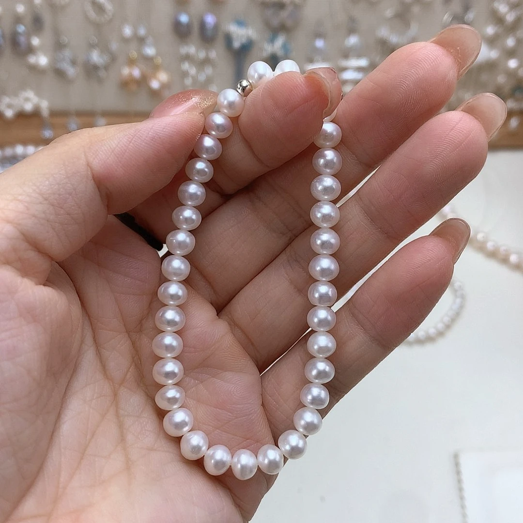 银S925镶嵌手绳淡水珍珠