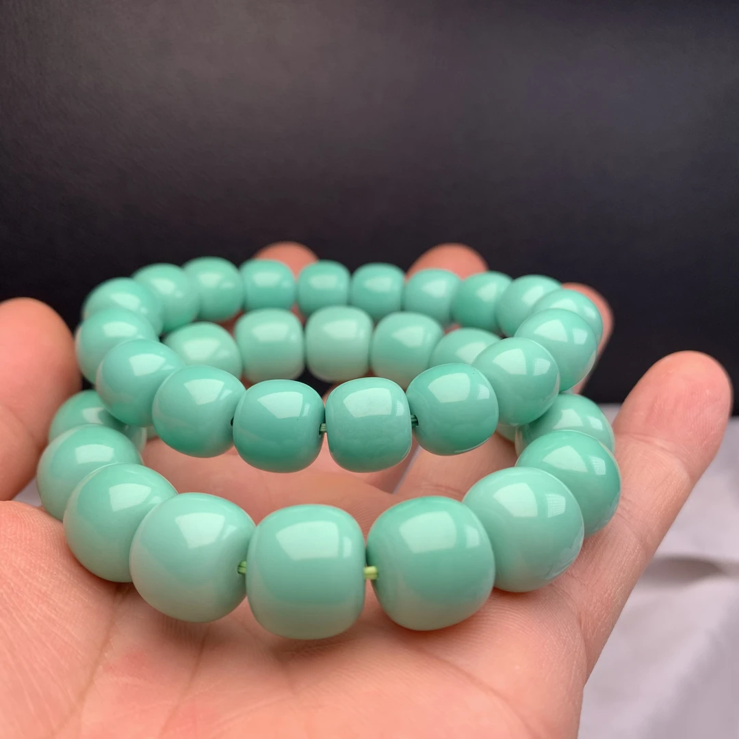 时尚手工DIY湖北原矿石打磨绿老型女款手串