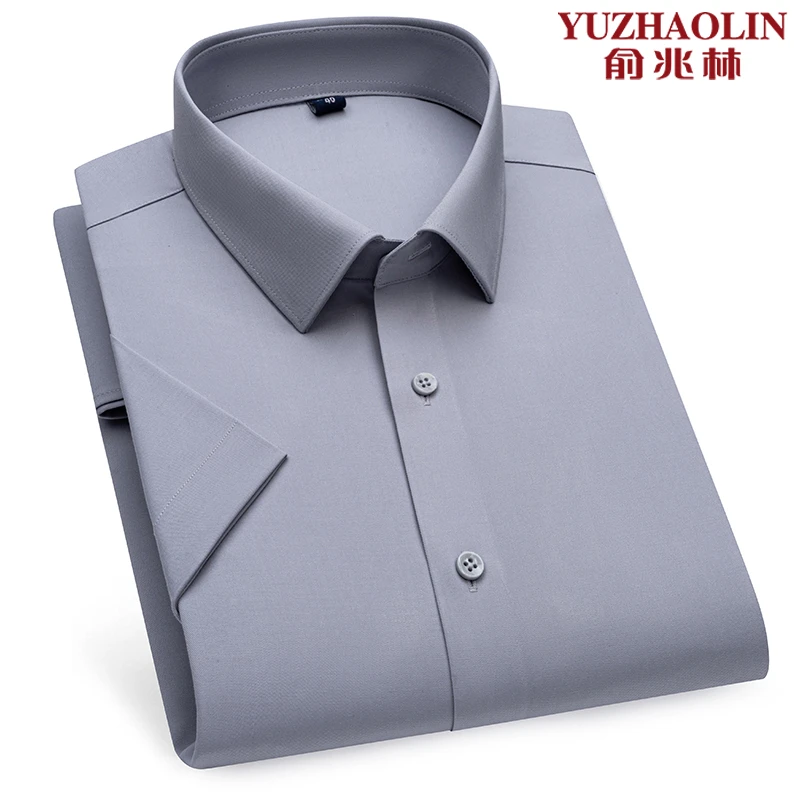 俞兆林男士高档商务休闲短袖衬衫夏季透气抗皱免烫运动休闲薄衬衣