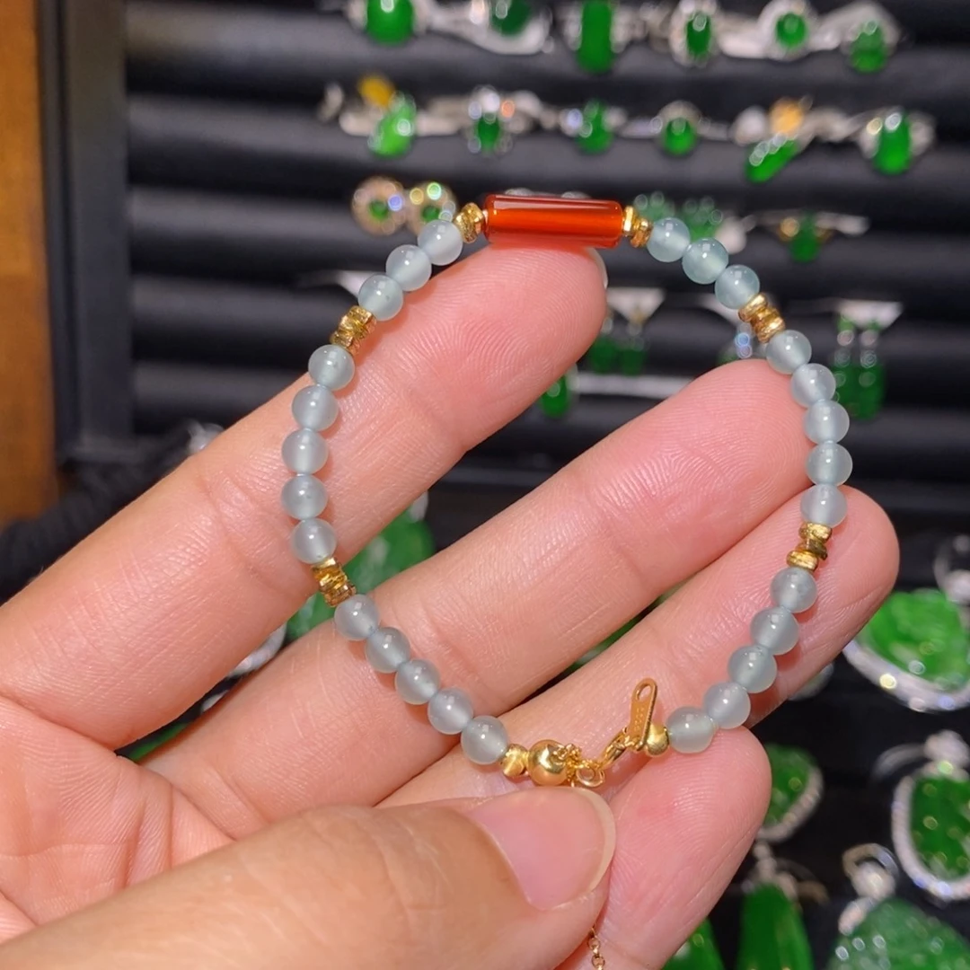 银S925镶嵌手链翡翠珠串手链