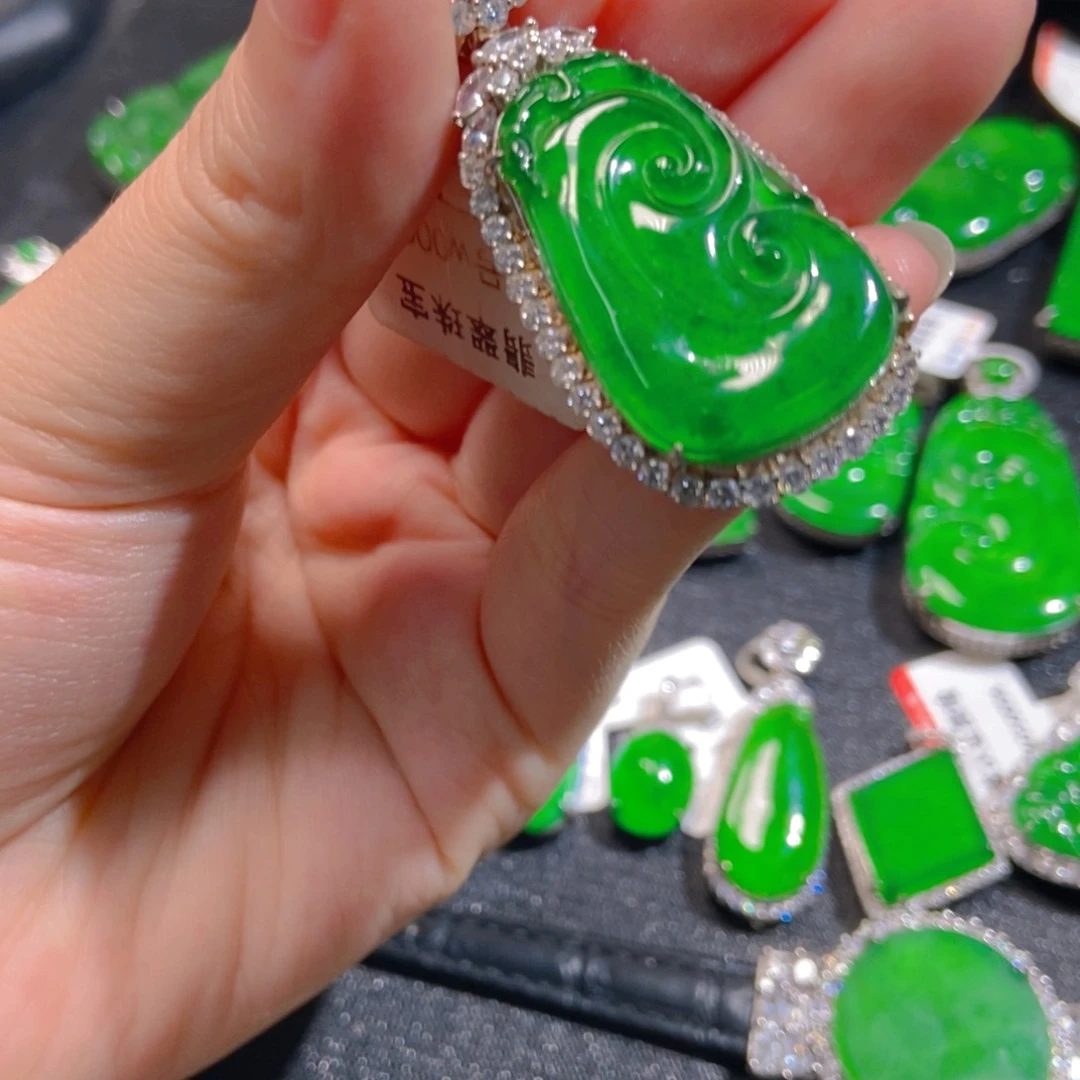 翡翠银S925镶嵌吊坠(不含链)