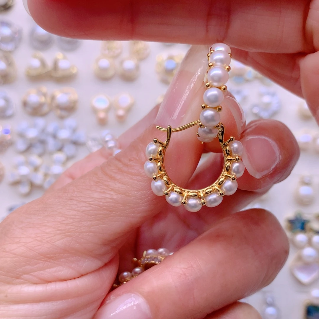 淡水珍珠耳饰合金