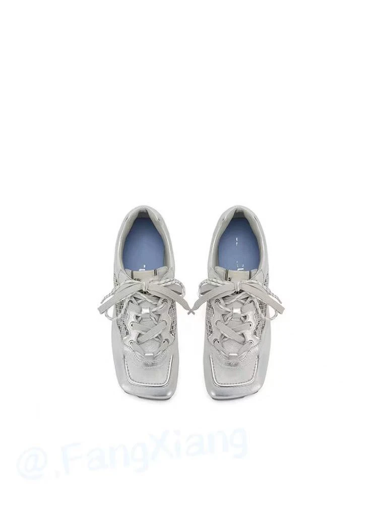 【方向】25年春夏季新款复古真皮方头德训绑带休闲运动阿甘鞋女