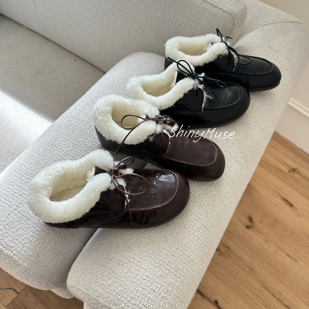 ShinyMuse缪斯定制高端线羊皮真皮质感绝加绒方头简约休闲鞋