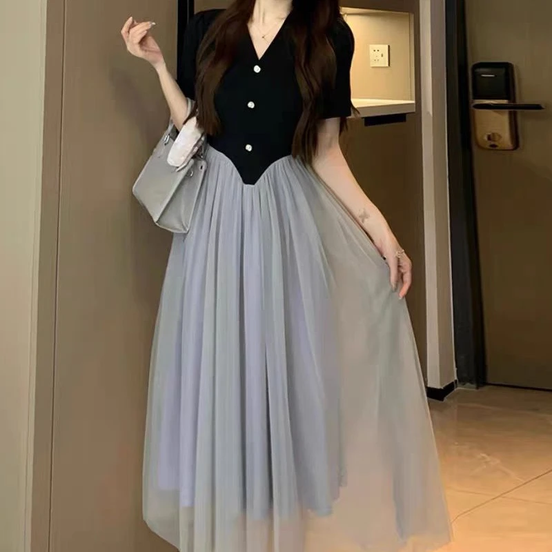 【上新梅姐定制】夏季简约设计感时尚气质大码连衣裙037