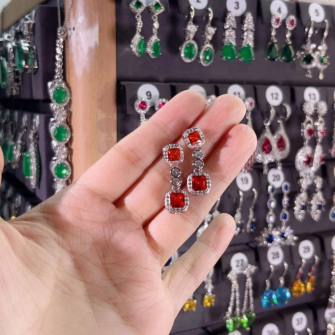 耳饰蓝宝石银S925镶嵌