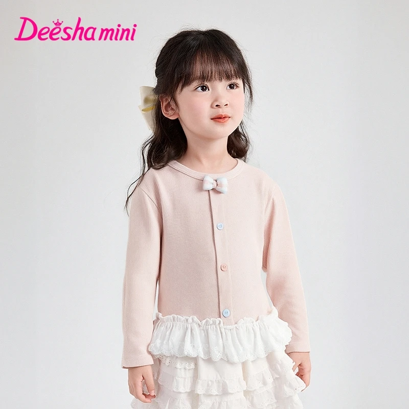 笛莎女童T恤宝宝早秋衣服女孩儿童时尚百搭长袖上衣-1M2530601