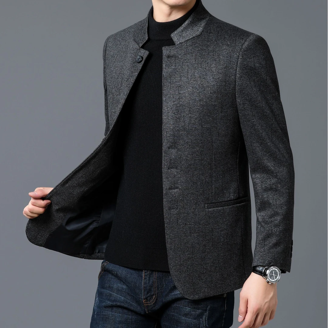 春季新款中年派克西服上装商务春秋上衣常规男装高档品质西装男款