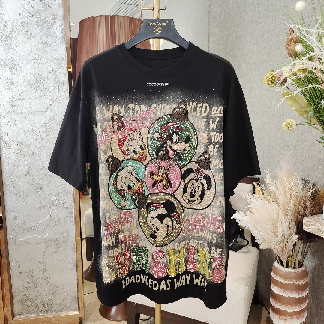 设计师小米鼠全家福图案潮牌T恤