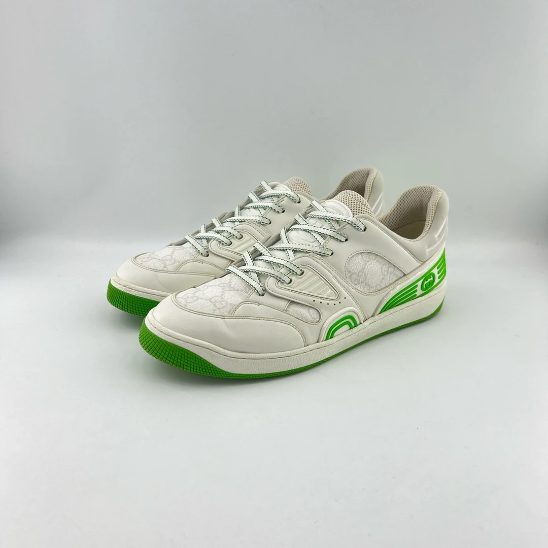 43码/GUCCI古驰/条纹印花双Glogo休闲板鞋/95新/11116053