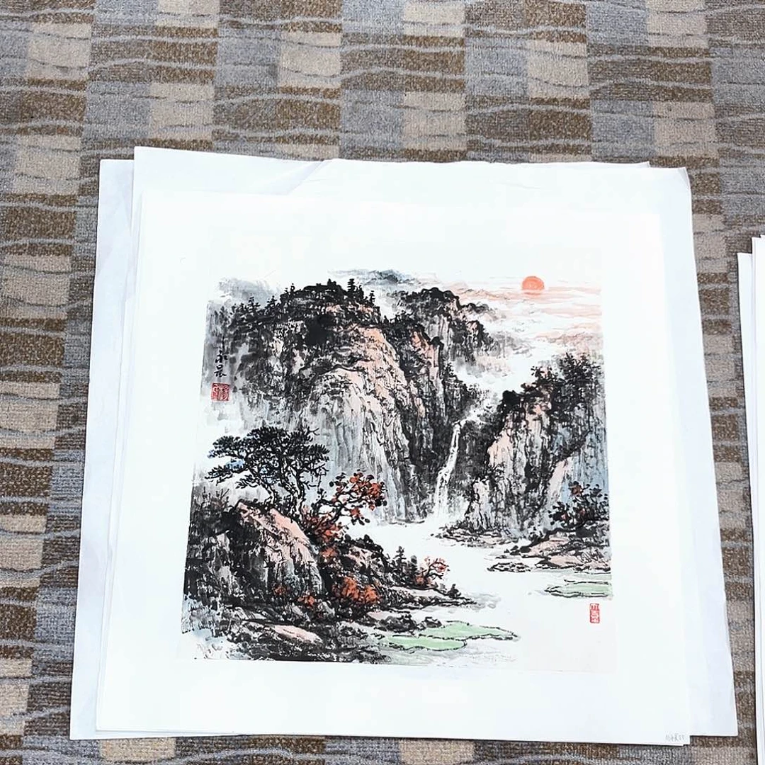 南***风国画杨永晨老师四尺斗方山水作品旭