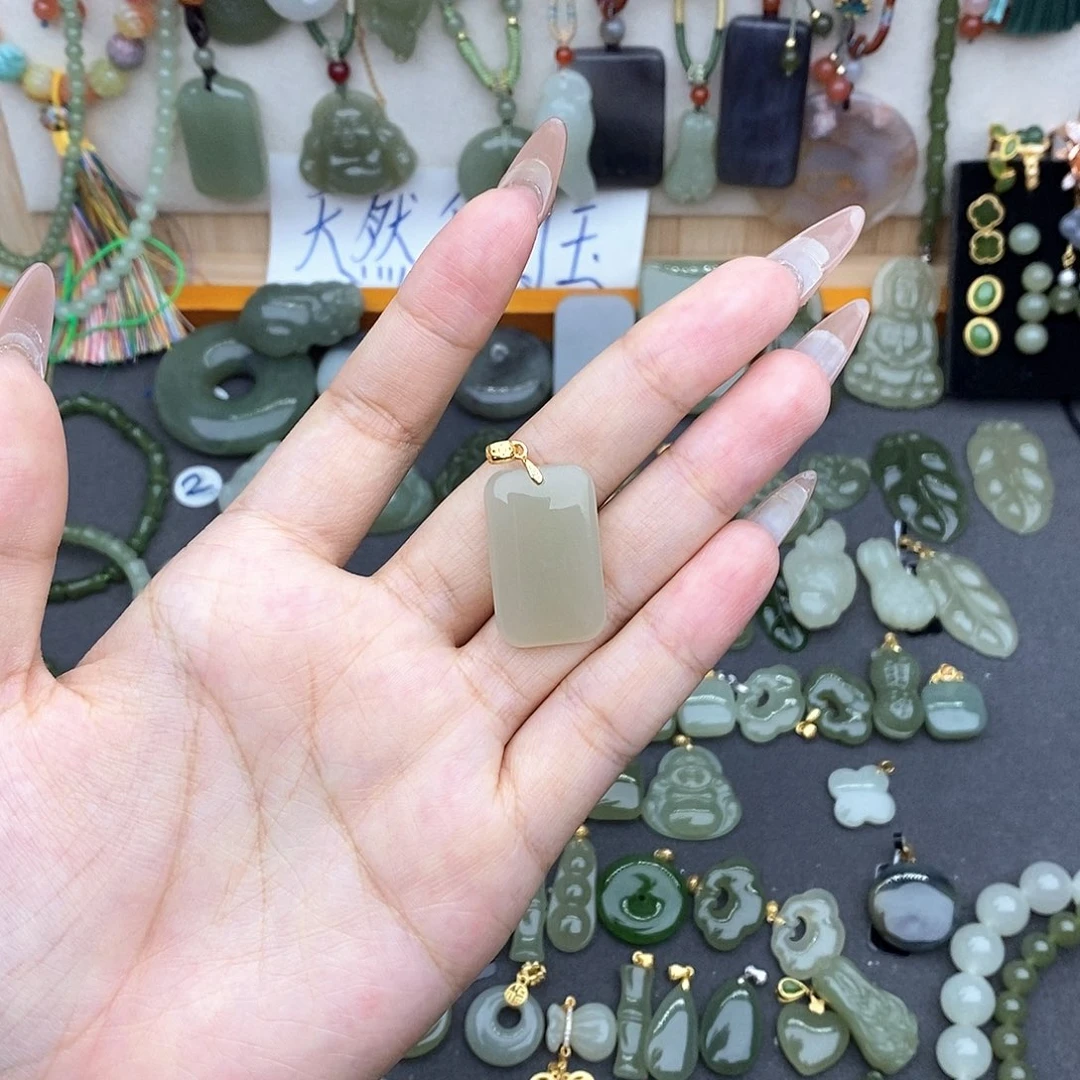 和田玉银S925镶嵌吊坠(不含链)