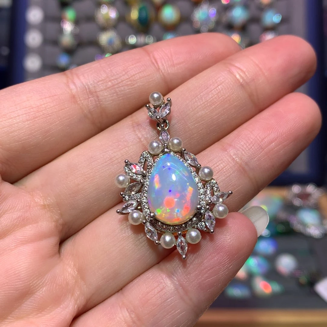 银S925镶嵌欧泊吊坠款式