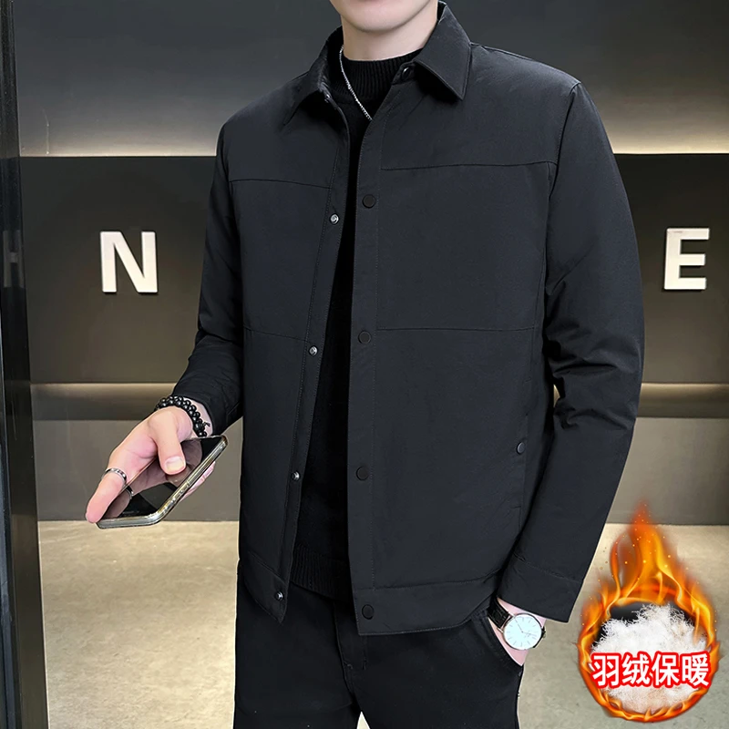 男士羽绒服最新款2025爆款休闲百搭冬天新款男外套翻领夹克衫保暖