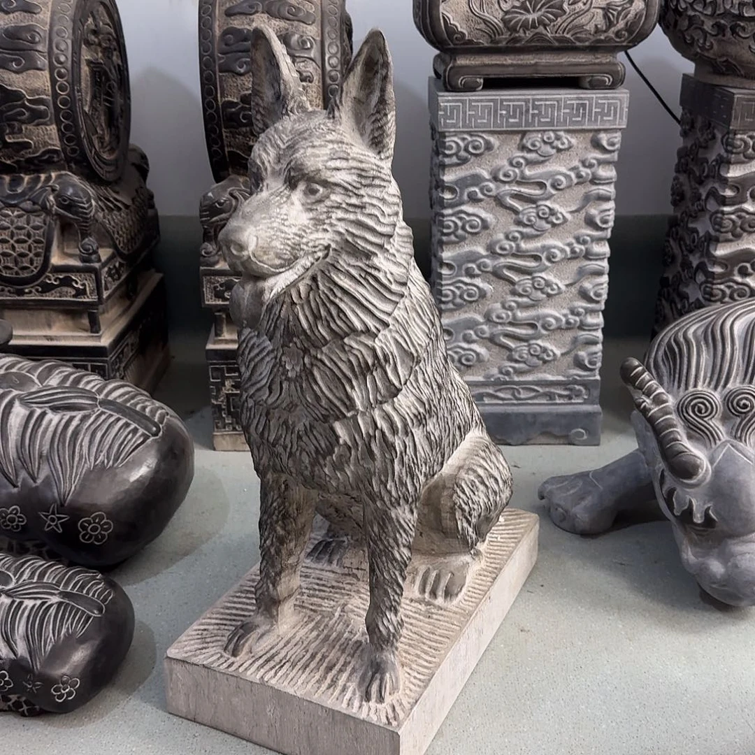 `***族石材青石雕刻大狼狗60厘米高