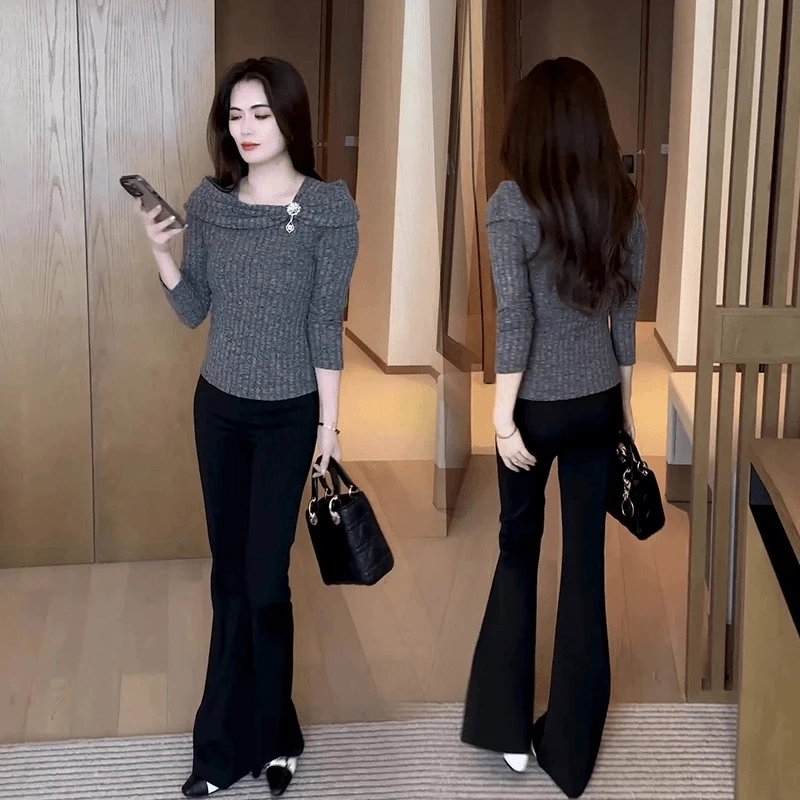 时尚套装长袖女2024秋季新款女装显瘦百搭洋气设计感上衣春秋气质