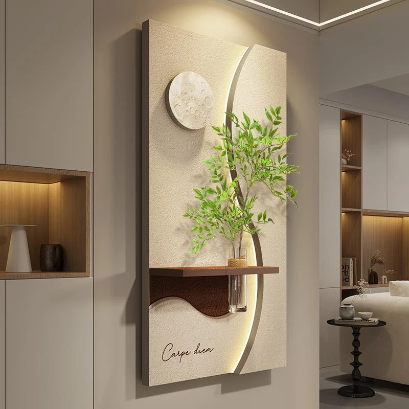 2025年新款奶油风玄关装饰画高级感水培绿植入户门挂画客厅壁画