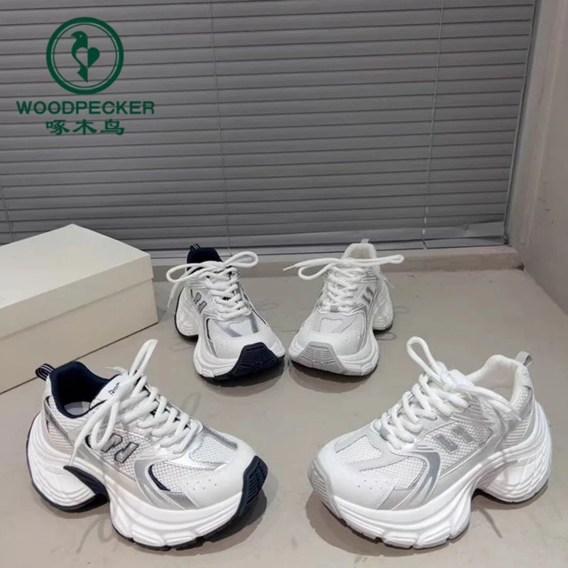 啄木鸟厚底运动鞋2025春季新款老爹鞋女鞋时尚百搭增高新品休闲鞋