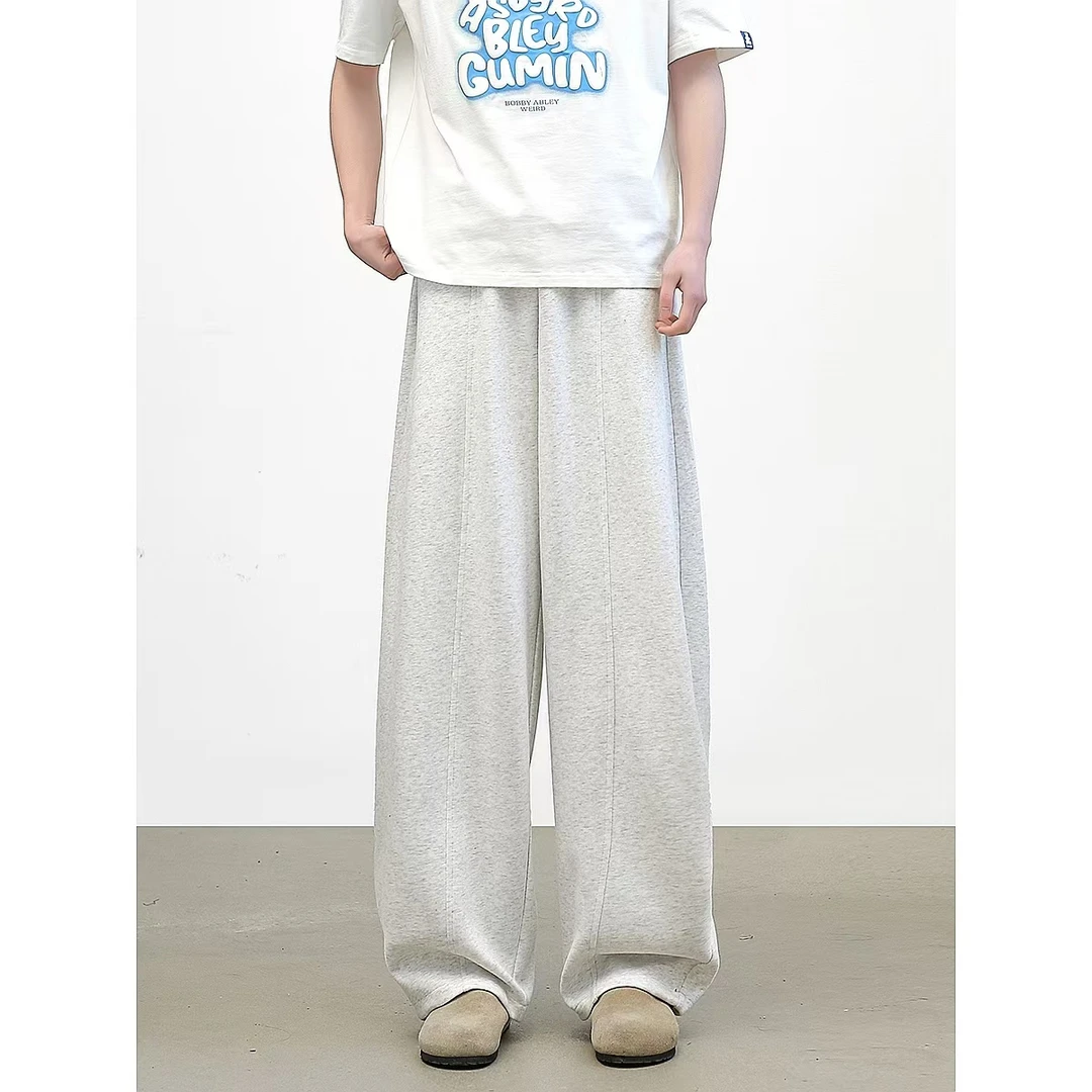 York Zoom春夏新品重磅宽松廓形弯刀休闲裤灰色卫裤百搭运动垂感