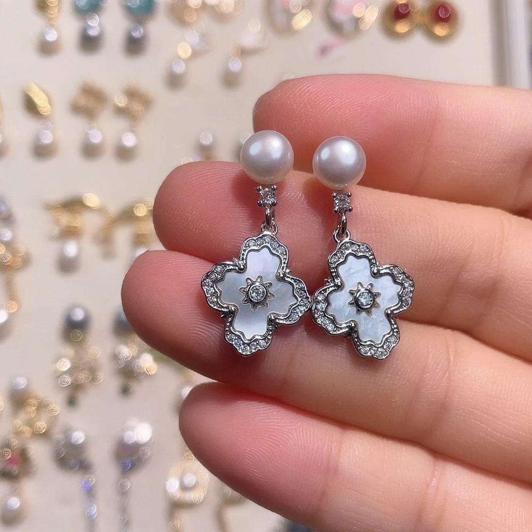 合金淡水珍珠耳饰