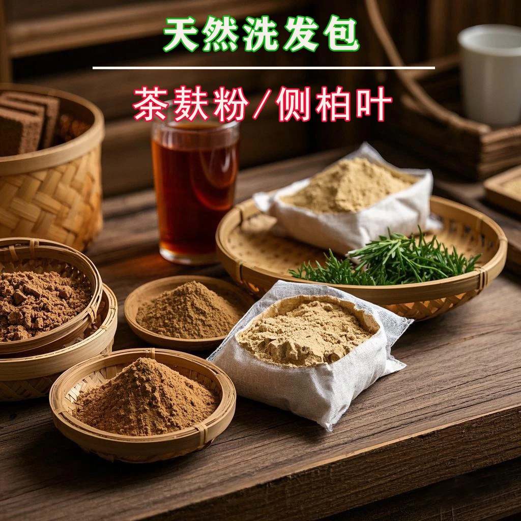 广西贺州农家正宗茶麸粉传统压榨茶枯粉侧柏叶草本洗发养发家用