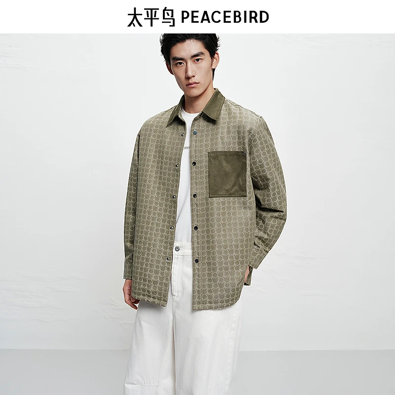 【商场同款】太平鸟男装25冬新款老花翻领老钱风加购衬衫B1CHF4263
