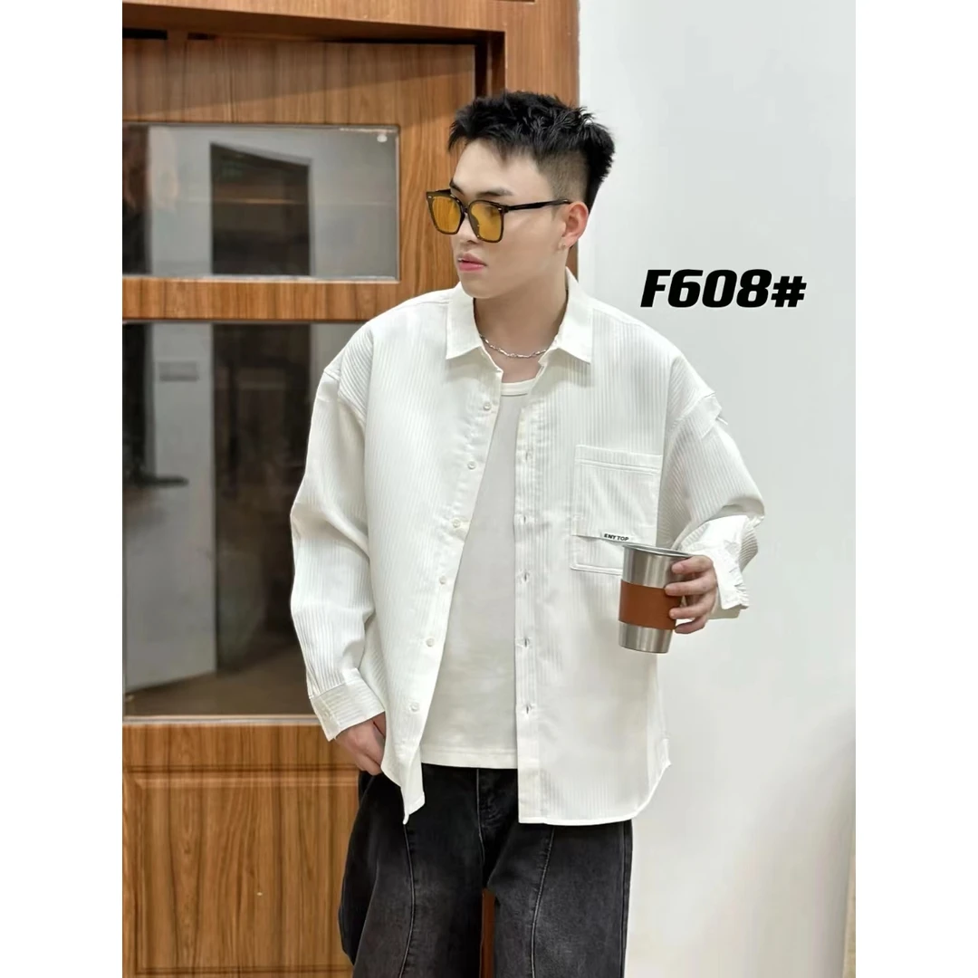 【雅痞】2024秋轻奢流行干净高级感男翻领男朋友的衬衣608