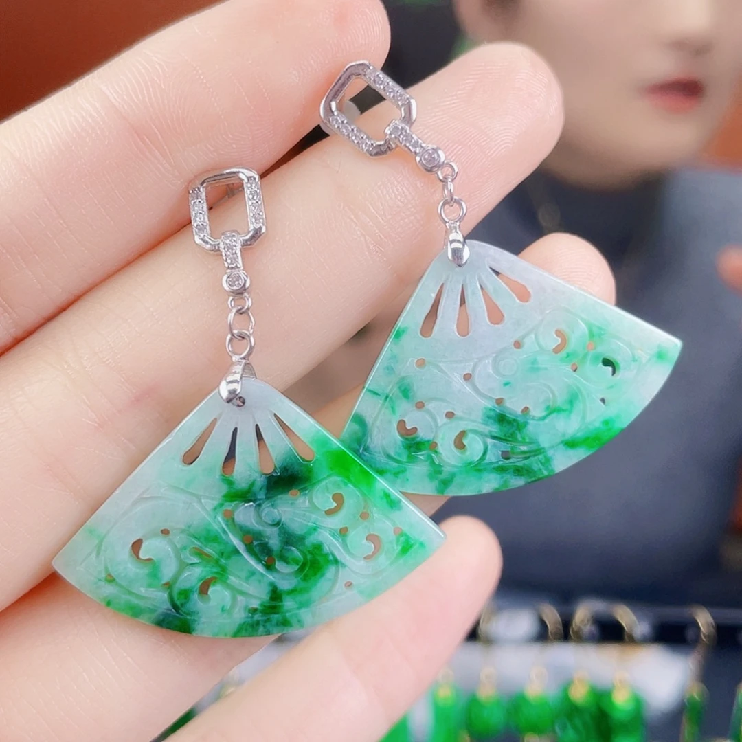 翡翠银S925镶嵌耳饰