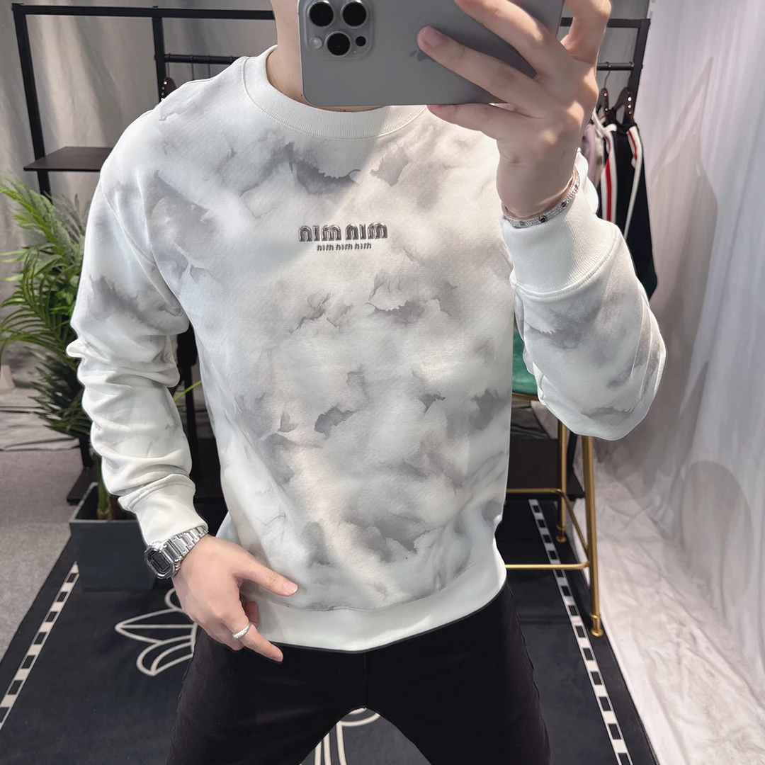欧洲站2025秋季男士美式卫衣潮牌个性扎染高级感男装上衣宽松圆领