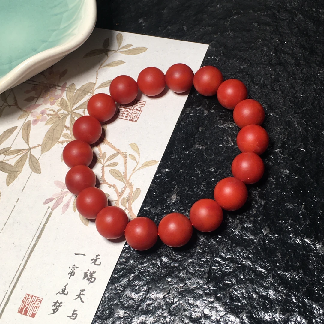 【朱锦南红】云南保山南红玛瑙满色满肉哑光辣椒红手串11mm+40g