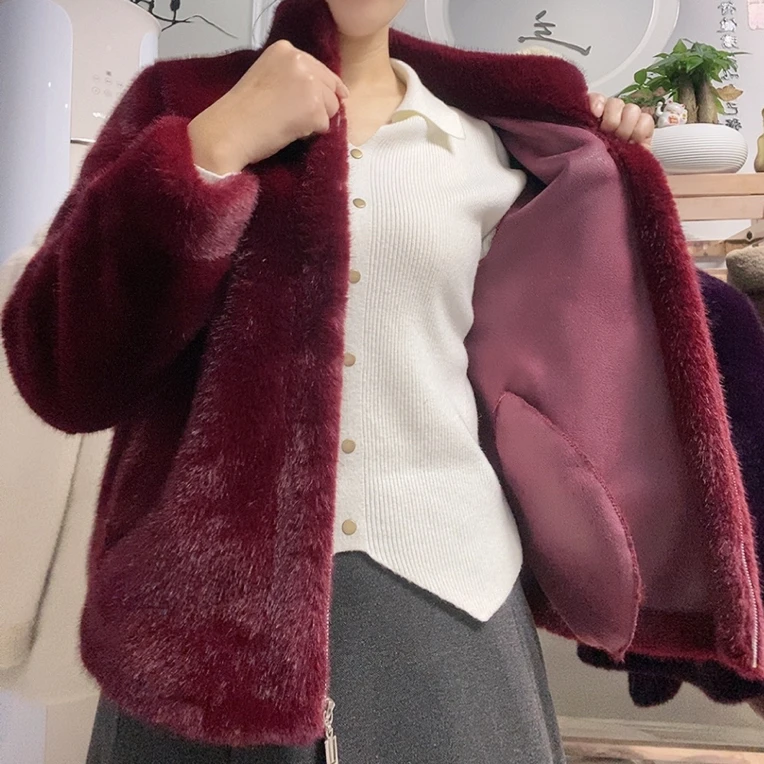 08立领拉链】米兰貂高端中年妈妈装秋冬季外套