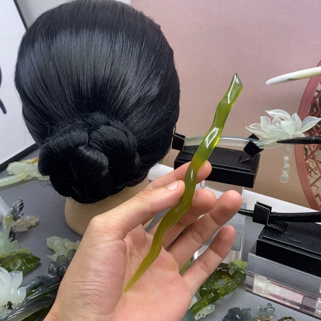 合金蛇纹石玉发饰