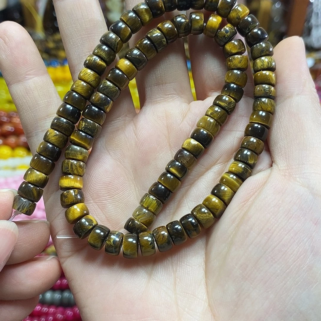 玛瑙/玉髓未镶嵌珠宝半成品虎眼直切一条卡7mm