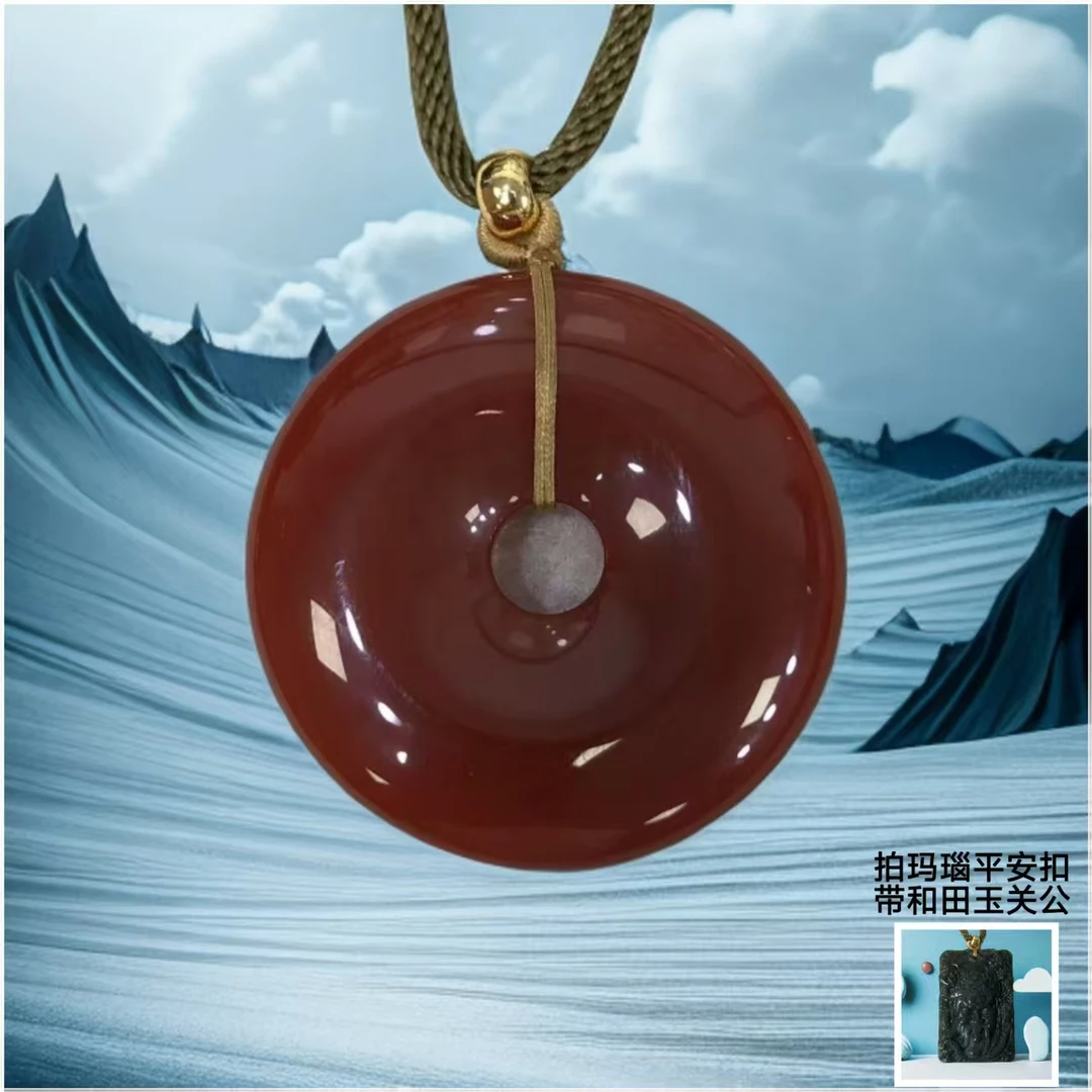 红平安扣  吊坠 玛瑙 带 关公  吊坠 带礼盒  CC