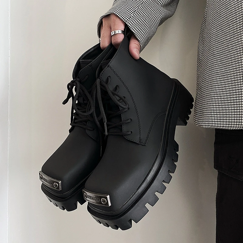 6819男士马丁靴休闲百搭黑色真皮复古厚底潮流英伦风ins韩版秋冬